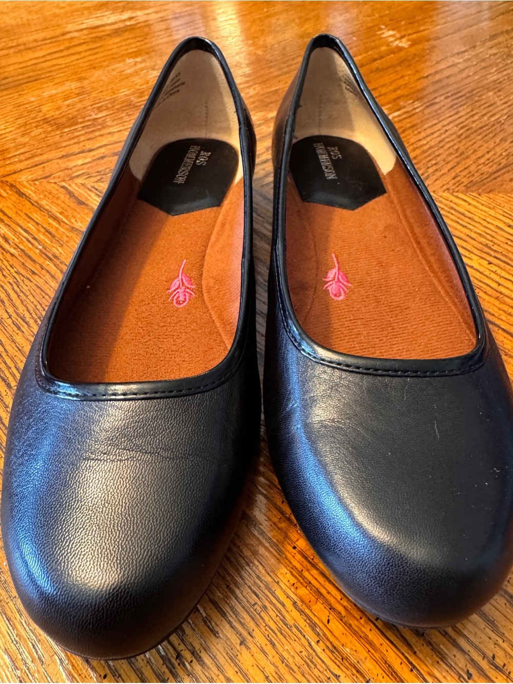 Ros Hommerson Black Leather Slip-On Ballet Flats